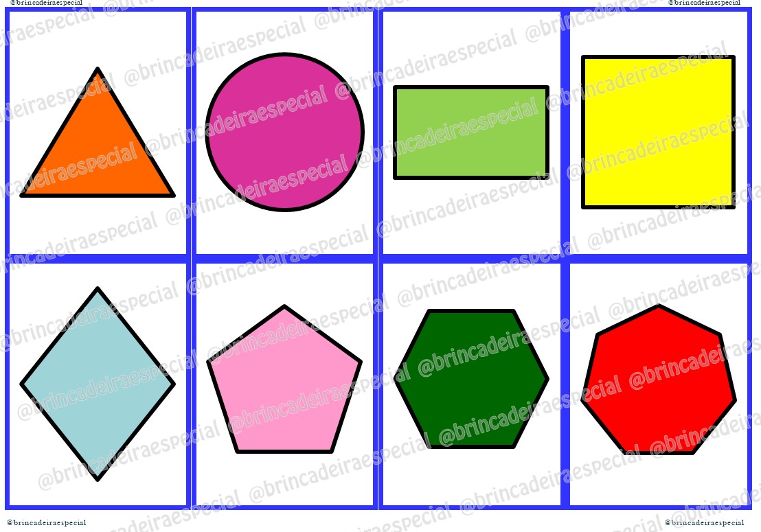 Formas geométricas do jogo da memória de cores diferentes, cartões