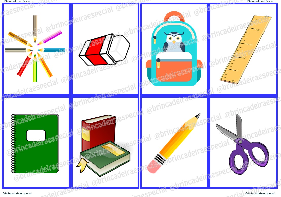 School Supplies in Portuguese - Objetos da Escola Jogo da Memória em  Português